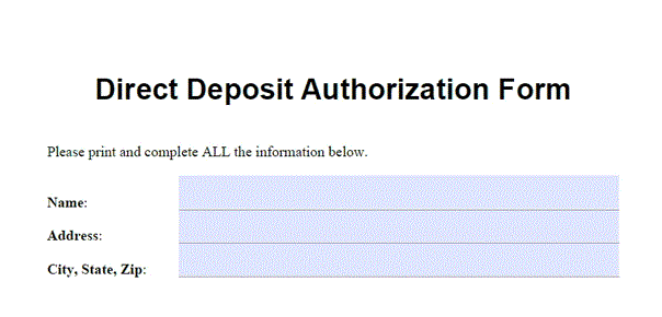 Direct Deposit Form